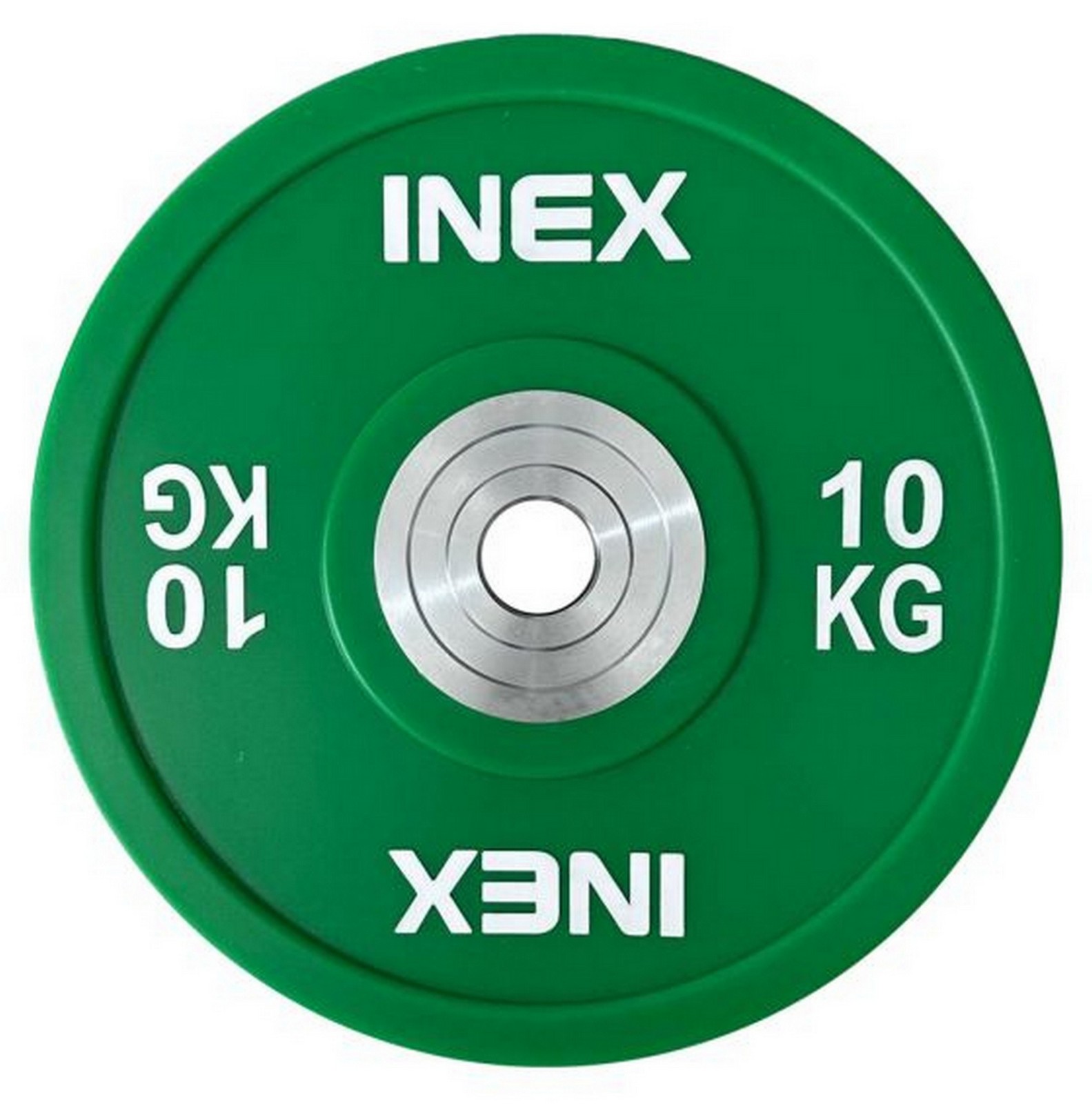 Олимпийский диск в уретане 10кг Inex PU Bumper Plate TF-P2100-10 зеленый\белый 1583_1600
