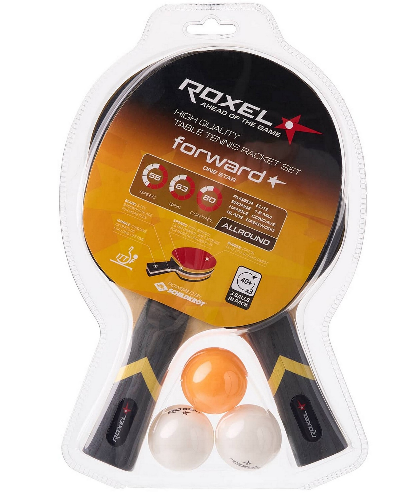 Набор для настольного тенниса Roxel Forward, 2 ракетки, 3 мяча 1663_2000