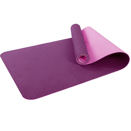 Коврик для фитнеса и йоги Larsen TPE двухцветный фиолет/роз р183х61х0,6см 500_500