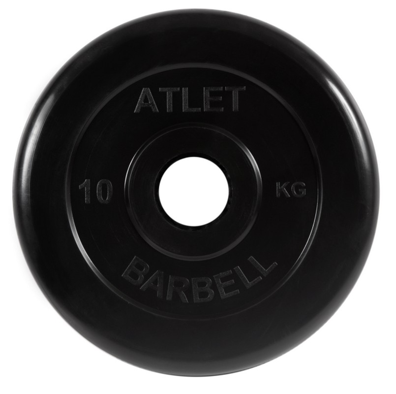 Диск обрезиненный d51мм MB Barbell Atlet 10кг черный MB-AtletB51-10 805_800